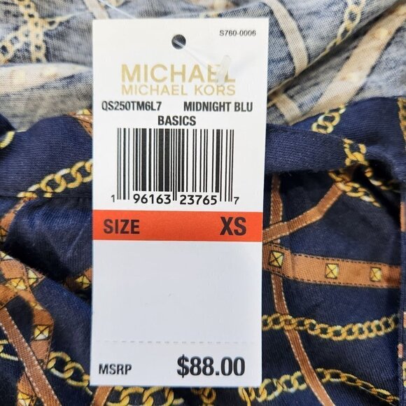 MICHAEL Michael Kors NWT Flounce Halter Neck Blouse XS Blue Equestrian Chain - Picture 5 of 7